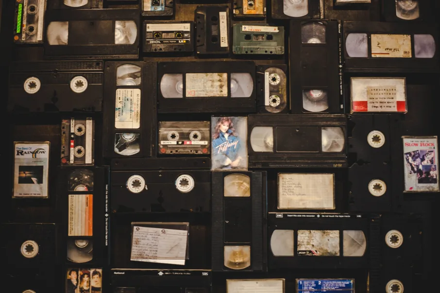 Collection of vintage tapes and media